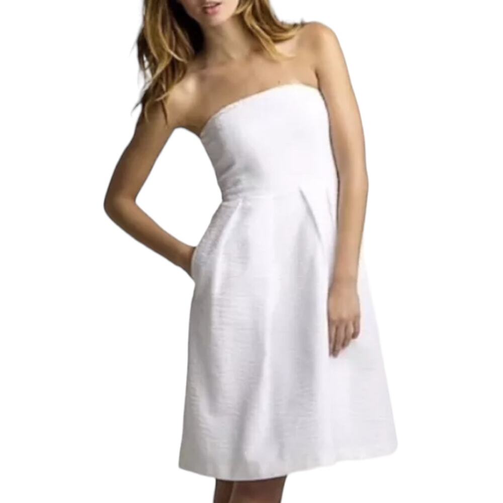 J.Crew Strapless Embossed Cotton Lorelei Dress White Size 6